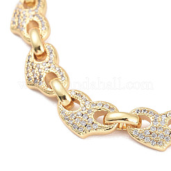 Brass Micro Pave Clear Cubic Zirconia Link Chain Bracelets&nbsp;BJEW-M202-01G