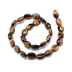 Natural Tiger Eye Flat Oval Bead Strands&nbsp;G-M206-19