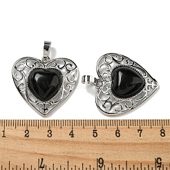 Natural Obsidian Peach Love Heart Pendants&nbsp;G-G158-01L
