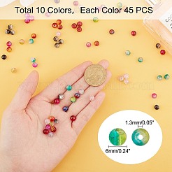 ラウンド透明クラックルガラスビーズ  ミックスカラー  6mm  穴：1.3mm  約400~450個/箱&nbsp;CCG-X0006-6mm-B