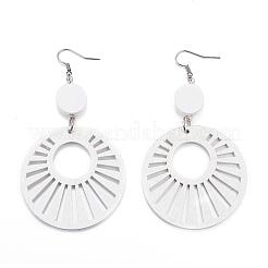 Trendy Flat Round Wood Dangle Earrings&nbsp;EJEW-F062-F