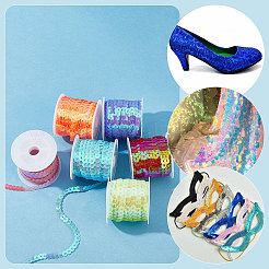 6ロール6色の環境に優しいプラスチック製のスパンコールビーズ  スパンコールビーズ  装飾アクセサリー  ABカラー  フラットラウンド  ミックスカラー  6mm  約5m /ロール  1ロール/色&nbsp;PVC-PH0001-25