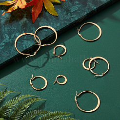 12 Pairs 6 Style 304 Stainless Steel Flat Hoop Earrings&nbsp;EJEW-UN0002-16