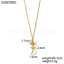 304ステンレススチールとシェルパールビーズのネックレス  ローズ  イオンプレーティング（ip）  14KGP本金メッキ  17.72インチ（45cm）&nbsp;NJEW-OY002-58G