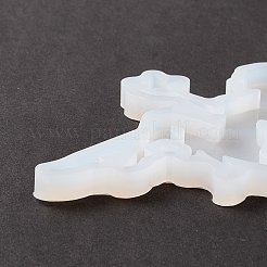 妖精と月の形をした食品グレードのシルエットシリコンロリポップ型  彫像フォンダン型  DIY食用ケーキトッパー用  チョコレート  キャンディ  肖像彫刻 UV樹脂とエポキシ樹脂のジュエリー作り  ホワイト  165x120x6.5mm  2mmスティックにフィット&nbsp;DIY-D069-05