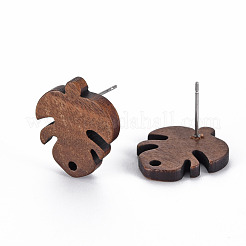 Walnut Wood Stud Earring Findings&nbsp;WOOD-S054-51