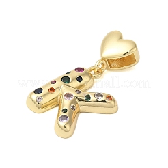 Rack Plating Brass Micro Pave Clear Cubic Zirconia Perdants&nbsp;KK-C067-12G-K