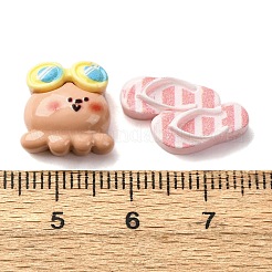 夏をテーマにした不透明樹脂カボション  混合図形  ミックスカラー  9~16x9~19x4~6mm&nbsp;CRES-I046-11