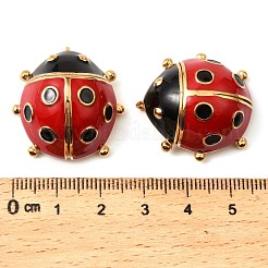 304ステンレススチールエナメルペンダント  てんとう虫のチャーム  ゴールドカラー  レッド  27x26x12.5mm  穴：2.8mm&nbsp;STAS-Z145-16G