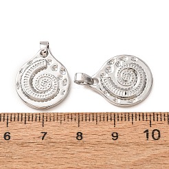 真鍮チャーム  涙型と巻貝の形をしたチャーム  プラチナ  18.5x15.5x2.5mm  穴：2.5x4mm&nbsp;KK-CBAF908-01P
