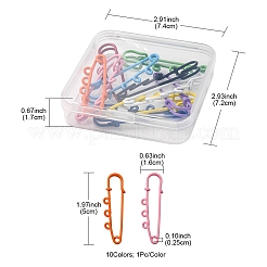 10 個 10 色スプレー塗装鉄ブローチパーツ  トリプルループのキルトピン  ミックスカラー  50x16x5.5mm  穴：2.5mm  1pc /カラー&nbsp;IFIN-YW0001-55B