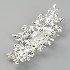 ブライダルフラワーパールラインストーン合金ヘアコーム  女性のためのヘアアクセサリー  銀  155x72x13mm&nbsp;MRMJ-WH0077-061S