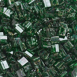 MIYUKIティラビーズ  日本製シードビーズ  2穴  （tl4507)透明緑ピカソ  5x5x1.9mm  穴：0.8mm  約5900個/500g&nbsp;SEED-MY05-TL4507
