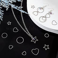 54個9スタイル304ステンレススチールリンクリング  混合形状  ステンレス鋼色  10.5~20x11.5~20.5x0.8mm  6個/カラー&nbsp;STAS-UN0031-77