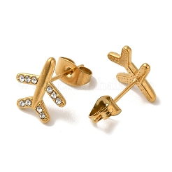 304 Stainless Steel Crystal Rhinestone Stud Earrings for Women&nbsp;EJEW-C094-01E-G