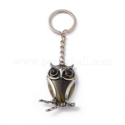 Owl Natural & Synthetic Gemstone Pendant Keychain&nbsp;KEYC-G056-01AS