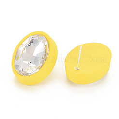 Crystal Rhinestone Oval Stud Earrings with 925 Sterling Silver Pins for Women&nbsp;MACR-S275-037A