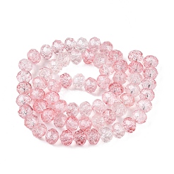 透明ガラスビーズ連売り  ファセット（32ファセット）  ロンデル  ピンク  10x7.5mm  穴：1.4mm  約60~61個/連  46~48cm&nbsp;X-GLAA-T023-10mm-A08