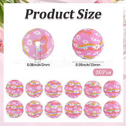 30個のシリコンビーズ  DIYの看護ネックレス用  ピンク  15x14.5mm  穴：2mm&nbsp;SIL-SC0003-22