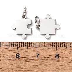 304ステンレススチール製スプリットペンダント  カップルペンダント  丸カン付き  パズルチャーム  ステンレス鋼色  13x10~13mm  2個/セット&nbsp;PW-WG12405-02P-01