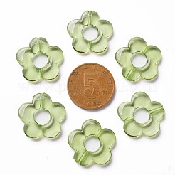 透明なアクリルビーズフレーム  花  ライムグリーン  19x20x3.5mm  穴：1.6mm  内径：6.5mm  約632個/500g&nbsp;TACR-S154-29B-83
