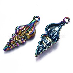 合金ペンダント  カドミウムフリー＆鉛フリー  スパイラル形状  虹色  37x13.5x7mm  穴：2mm&nbsp;PALLOY-N156-057-RS