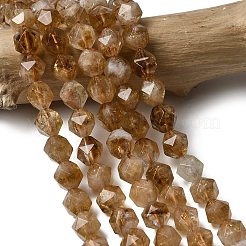 加熱された天然シトリンビーズ連売り  スターカットラウンドビーズ  多面カット  7~8x7~8x7~8mm  穴：1mm  約46~47個/連  14.72''~15''（37.4~38.1センチメートル）&nbsp;G-Z119-A37-02