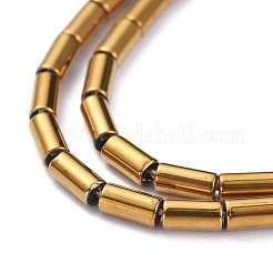 電気メッキガラスビーズセット  フルメッキ  コラム  黄金メッキ  4.5~5x2.5mm  穴：0.8mm  約75個/連  14.17インチ（36cm）&nbsp;X-EGLA-K014-B-FP02