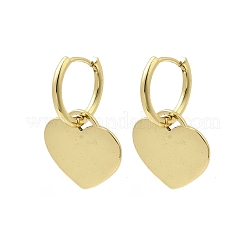 Brass Heart Hoop Earrings&nbsp;EJEW-L261-022G