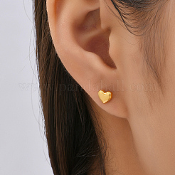 201ステンレススチールスタッドピアス  ハート  18KGP本金メッキ  6x6mm&nbsp;NR5432-06