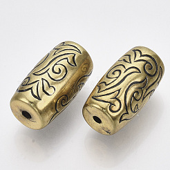CCBプラスチックビーズ  バレル刻まれた花  アンティーク黄金  29x15.5mm  穴：3mm  約100個/500g&nbsp;CCB-R102-14AG