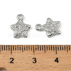 真鍮製マイクロパヴェキュービックジルコニアペンダント  スターのチャーム  プラチナメッキ  11.5x9.5x2.5mm  穴：1.4mm&nbsp;KK-D106-13P