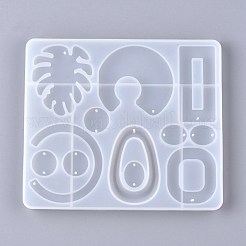 混合形状のペンダント＆リンクシリコンモールド  レジン型  UVレジンDIY用  エポキシ樹脂イヤリングジュエリー作り  ホワイト  126x110x7mm&nbsp;X-DIY-K031-07