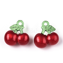 韓国アクリルパーツ  チェリー  レッド  20.2x20x10mm  穴：2.6mm&nbsp;OACR-L009-G05