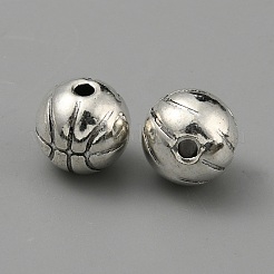 チベット風合金ビーズ  アンティークシルバー  バスケットボール  10x9mm  穴：1.8mm&nbsp;FIND-WH0126-457A