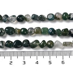 天然石モスアゲートビーズ連売り  ナゲット  タンブルストーン  4~7x4~6.5x4~6.5mm  穴：0.7mm  15.47''（39.3センチメートル）&nbsp;G-D081-A02