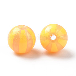 不透明なアクリルビーズ  グリッターパウダー  縞模様の丸い  ミックスカラー  15.5x15mm  穴：3mm&nbsp;OACR-M003-03