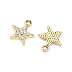 合金ラインストーンペンダント  スターのチャーム  UVメッキ  ゴールドカラー  15.5x13x2mm  穴：2mm&nbsp;ALRI-D303-07G