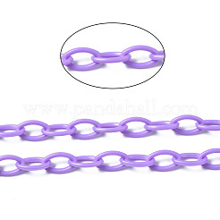 手作りの不透明アクリルアズキチェーン  オーバル  ライラック  13x8x2mm&nbsp;KY-N014-001F