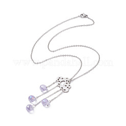 201 Stainless Steel Cloud with Glass Tassel Pendant Necklace for Women &nbsp;NJEW-JN04274