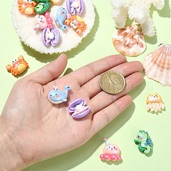 30Pcs 6 Styles Ocean Theme Opaque Resin Sea Animal Cabochons&nbsp;RESI-CJ0003-55