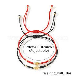 2Pcs  2 Colors 304 Stainless Steel Heart Bead Braided Bead Bracelet&nbsp;ZD8113-1