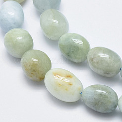 天然石アクアマリンビーズ連売り  オーバル  14.5~20x12~13mm  穴：1mm  約26個/連  15.3インチ（39cm）&nbsp;G-F547-12-B