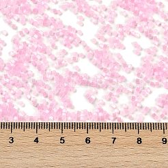 模造猫目ガラスシードビーズ  染め  シリンダー  パールピンク  1.6x1.3mm  穴：0.8mm  約13333個/100g&nbsp;X2-SEED-H003-03V