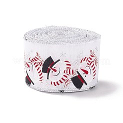 Christmas Theme Polyester Imitation Linen Wrapping Ribbon&nbsp;SRIB-P020-01B