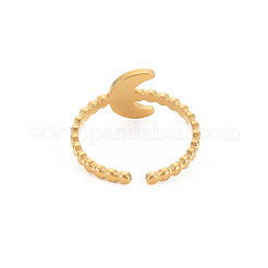 Ion Plating(IP) 304 Stainless Steel Moon Open Cuff Ring for Women&nbsp;X-RJEW-S405-224G