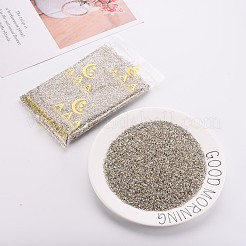板ガラスシリンダービーズ  シードビーズ  メタリックカラー  丸い穴  ホワイトスモーク  1.5~2x1~2mm  穴：0.8mm  約8000個/袋  約1ポンド/バッグ&nbsp;SEED-S047-E-003