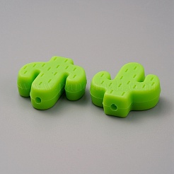 食品グレードの環境に優しいシリコーンビーズ  サボテン  芝生の緑  24x22.5x8mm  穴：2mm&nbsp;LS-SIL-WH0013-23K