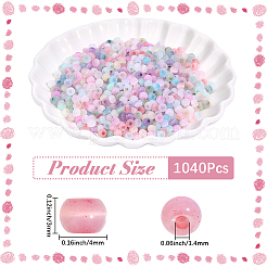 1040個のガラスシードビーズ  模造キャットアイ  ラウンド  ミックスカラー  4x3mm  穴：1.4mm&nbsp;GLAA-PA0001-69