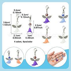 16Pcs 4 Colors Angel Glass Acrylic Pendants&nbsp;HJEW-FS00015